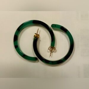 Lucky Brand Green Tortoise Pattern Acetate Hoop Earrings